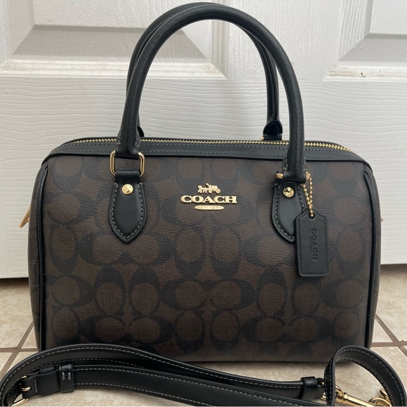 Coach Handbags - Coach Rowan Satchel Signature Canvas Brown